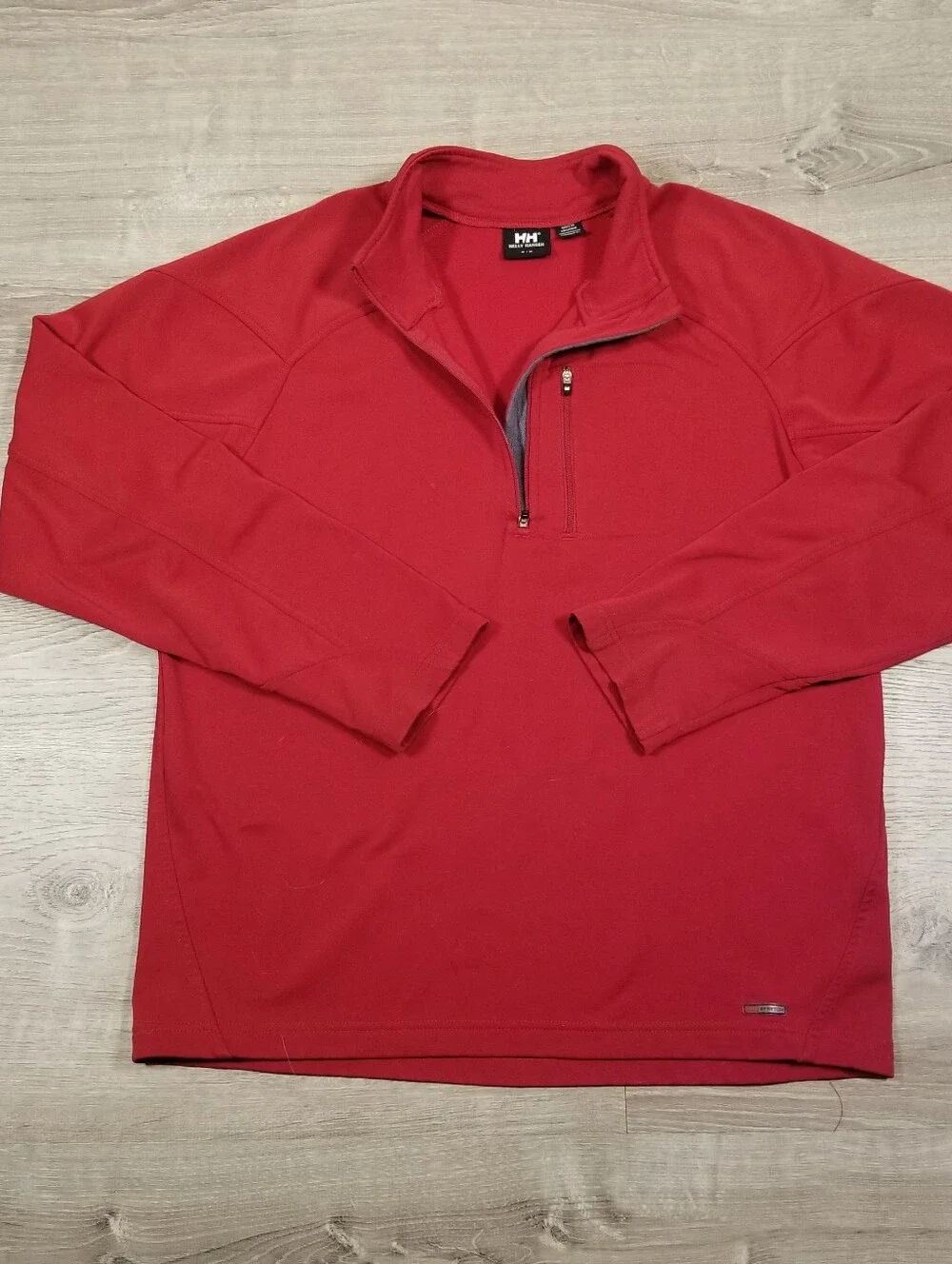Helly Hansen Pro Stretch Quarter Zip Pullover Mens Medium Red Chest Pocket